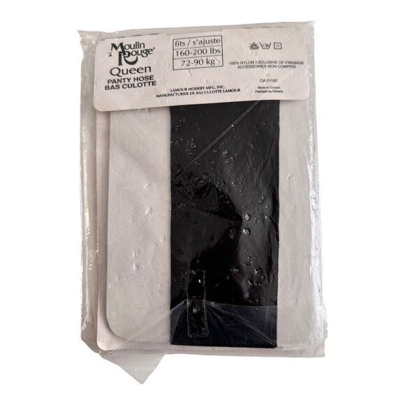Vintage Moulin Rouge Queen Pantyhose Black 100% Nylon Made in Canada - Picture 2 of 2